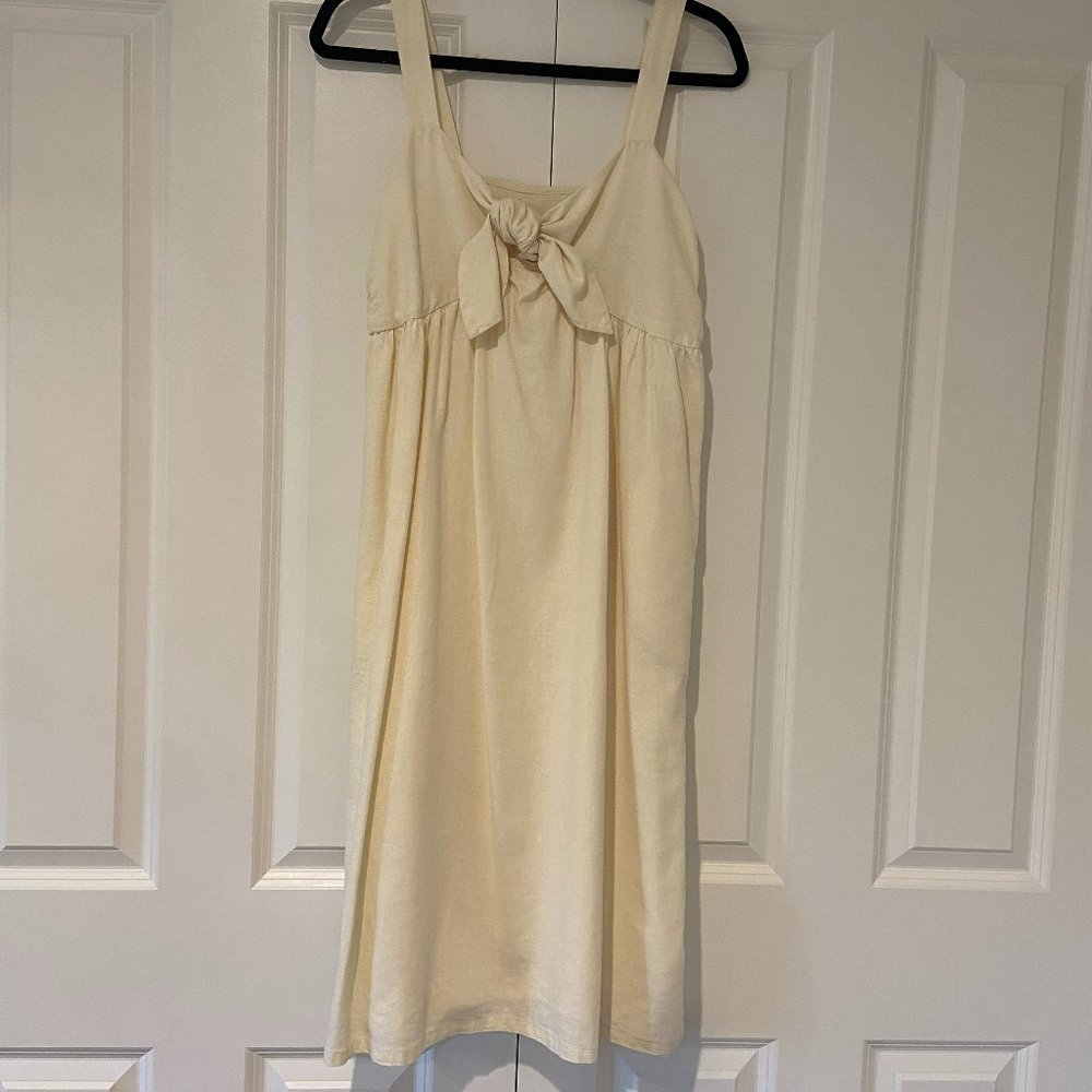 Who What Wear Midi Linen Ivory Sundress